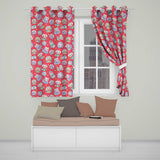 Cute Christmas Kittens Puppies Snow Globes Red Background Seamless Pattern  Readymade Eyelet Ring Top Thermal 100% Blackout Curtains