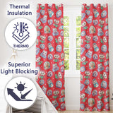 Cute Christmas Kittens Puppies Snow Globes Red Background Seamless Pattern  Readymade Eyelet Ring Top Thermal 100% Blackout Curtains