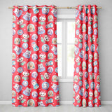 Cute Christmas Kittens Puppies Snow Globes Red Background Seamless Pattern  Readymade Eyelet Ring Top Thermal 100% Blackout Curtains
