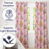 Cute Gingerbread Candy House Sweets Pink Background Seamless Pattern  Readymade Eyelet Ring Top Thermal 100% Blackout Curtains