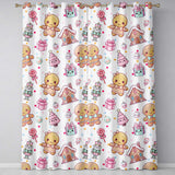 Cute Gingerbread Girl Candy House Sweets Grey Background Seamless Pattern  Readymade Eyelet Ring Top Thermal 100% Blackout Curtains