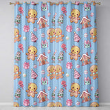 Cute Gingerbread Girl Candy House Sweet Blue Stripe Background Seamless Pattern  Readymade Eyelet Ring Top Thermal 100% Blackout Curtains