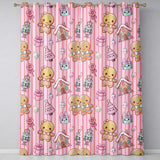 Cute Gingerbread Girl Candy House Sweet Pink Stripe Background Seamless Pattern  Readymade Eyelet Ring Top Thermal 100% Blackout Curtains
