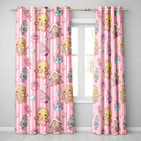 Cute Gingerbread Girl Candy House Sweet Pink Stripe Background Seamless Pattern  Readymade Eyelet Ring Top Thermal 100% Blackout Curtains