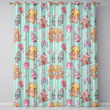 Cute Gingerbread Girl Candy House Sweet Mint Stripe Background Seamless Pattern  Readymade Eyelet Ring Top Thermal 100% Blackout Curtains