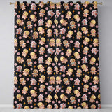 Cute Gingerbread Cookies Candy Stars Black Background Seamless Pattern  Readymade Eyelet Ring Top Thermal 100% Blackout Curtains