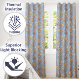 Cute Gingerbread Cookies Candy House Sweets Blue Background Seamless Pattern  Readymade Eyelet Ring Top Thermal 100% Blackout Curtains