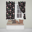 Christmas Gingerbread House Snowman Deer Seamless Pattern Black Background  Readymade Eyelet Ring Top Thermal 100% Blackout Curtains