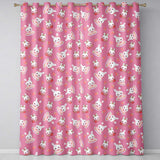 Cute Strawberry Bunny Macaron Dessert Kawaii Pink Background Seamless Pattern  Readymade Eyelet Ring Top Thermal 100% Blackout Curtains