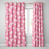 Cute Strawberry Bunny Macaron Dessert Kawaii Pink Background Seamless Pattern  Readymade Eyelet Ring Top Thermal 100% Blackout Curtains
