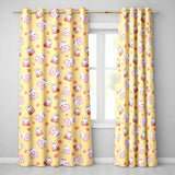 Cute Strawberry Bunny Macaron Dessert Kawaii Yellow Background Seamless Pattern  Readymade Eyelet Ring Top Thermal 100% Blackout Curtains