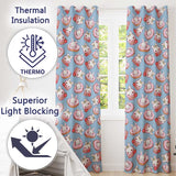 Cute Bunny Donut Strawberry Dessert Kawaii Blue Background Seamless Pattern  Readymade Eyelet Ring Top Thermal 100% Blackout Curtains