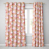 Cute Bunny Donut Strawberry Dessert Kawaii Peach Background Seamless Pattern  Readymade Eyelet Ring Top Thermal 100% Blackout Curtains