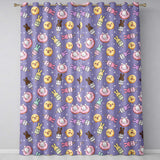 Easter Bunny Ice Cream Donut Chick Kawaii Purple Star Background Seamless Pattern Readymade Eyelet Ring Top Thermal 100% Blackout Curtains