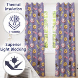 Easter Bunny Ice Cream Donut Chick Kawaii Purple Star Background Seamless Pattern Readymade Eyelet Ring Top Thermal 100% Blackout Curtains