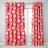 Cute Easter Bunny Ice Cream Donut Chick Kawaii Red Star Background Seamless Pattern Readymade Eyelet Ring Top Thermal 100% Blackout Curtains