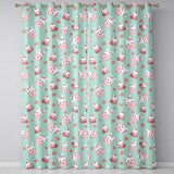 Cute Strawberry Bunny Cake Dessert Mint Background Seamless Pattern  Readymade Eyelet Ring Top Thermal 100% Blackout Curtains