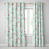 Cute Strawberry Bunny Cake Dessert Mint Background Seamless Pattern  Readymade Eyelet Ring Top Thermal 100% Blackout Curtains