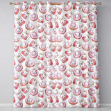 Cute Bunny Donut Dessert Kawaii Grey Background Seamless Pattern  Readymade Eyelet Ring Top Thermal 100% Blackout Curtains