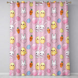 Cute Easter Bunny Chick Carrot Egg Pink Polka Dot Seamless Pattern  Readymade Eyelet Ring Top Thermal 100% Blackout Curtains