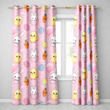 Cute Easter Bunny Chick Carrot Egg Pink Polka Dot Seamless Pattern  Readymade Eyelet Ring Top Thermal 100% Blackout Curtains