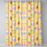 Cute Easter Bunny Chick Carrot Egg Yellow Polka Dot Seamless Pattern  Readymade Eyelet Ring Top Thermal 100% Blackout Curtains