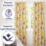 Cute Easter Bunny Chick Carrot Egg Yellow Polka Dot Seamless Pattern  Readymade Eyelet Ring Top Thermal 100% Blackout Curtains