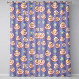 Kawaii Chick Sitting on Donut with Flowers Seamless Pattern Purple Background  Readymade Eyelet Ring Top Thermal 100% Blackout Curtains