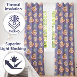 Kawaii Chick Sitting on Donut with Flowers Seamless Pattern Purple Background  Readymade Eyelet Ring Top Thermal 100% Blackout Curtains