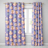 Kawaii Chick Sitting on Donut with Flowers Seamless Pattern Purple Background  Readymade Eyelet Ring Top Thermal 100% Blackout Curtains