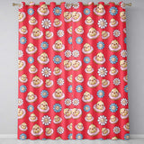 Cute Kawaii Chick Sitting on Donut with Flowers Seamless Pattern Red Background  Readymade Eyelet Ring Top Thermal 100% Blackout Curtains