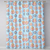 Kawaii Chick Sitting on Donut with Flowers Seamless Pattern Teal Background  Readymade Eyelet Ring Top Thermal 100% Blackout Curtains