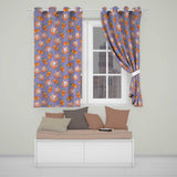 Cute Kawaii Bunny with Carrot Donut Seamless Pattern Purple Background  Readymade Eyelet Ring Top Thermal 100% Blackout Curtains
