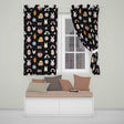 Easter Chick Bunny Macaron Carrot Rainbow Seamless Pattern Black Background  Readymade Eyelet Ring Top Thermal 100% Blackout Curtains