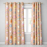 Easter Chick Bunny Macaron Carrot Rainbow Seamless Pattern Peach Background  Readymade Eyelet Ring Top Thermal 100% Blackout Curtains