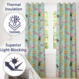 Cute Bunny Ice Cream Donut Chick Kawaii Seamless Pattern Mint Background  Readymade Eyelet Ring Top Thermal 100% Blackout Curtains
