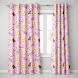 Cute Bunny Ice Cream Donut Chick Kawaii Seamless Pattern Pink Background  Readymade Eyelet Ring Top Thermal 100% Blackout Curtains