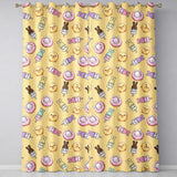 Cute Bunny Donut Ice Cream Kawaii Dessert Seamless Pattern Yellow Background  Readymade Eyelet Ring Top Thermal 100% Blackout Curtains