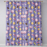Cute Bunny Donut Ice Cream Kawaii Dessert Seamless Pattern Purple Background  Readymade Eyelet Ring Top Thermal 100% Blackout Curtains