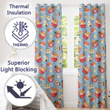 Cute Kawaii Sushi Ramen Dumpling Asian Food Seamless Pattern Blue Background  Readymade Eyelet Ring Top Thermal 100% Blackout Curtains