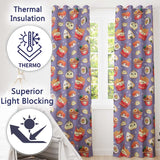 Kawaii Sushi Ramen Dumpling Asian Food Seamless Pattern Lavender Background  Readymade Eyelet Ring Top Thermal 100% Blackout Curtains