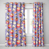 Kawaii Sushi Ramen Dumpling Asian Food Seamless Pattern Lavender Background  Readymade Eyelet Ring Top Thermal 100% Blackout Curtains
