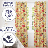 Cute Kawaii Sushi Ramen Dumpling Asian Food Seamless Pattern Yellow Background  Readymade Eyelet Ring Top Thermal 100% Blackout Curtains