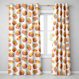 Kawaii Burger Fries Hotdog Fast Food Seamless Pattern Light Cream Background  Readymade Eyelet Ring Top Thermal 100% Blackout Curtains