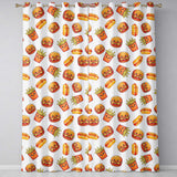 Cute Kawaii Burger Fries Hotdog Fast Food Seamless Pattern Grey Background  Readymade Eyelet Ring Top Thermal 100% Blackout Curtains