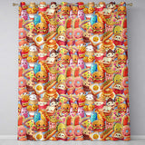 Cute Kawaii Fast Food Junk Food Snacks Collage Seamless Pattern Blue Background  Readymade Eyelet Ring Top Thermal 100% Blackout Curtains