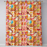 Cute Kawaii Fast Food Junk Food Snack Collage Seamless Pattern White Background  Readymade Eyelet Ring Top Thermal 100% Blackout Curtains