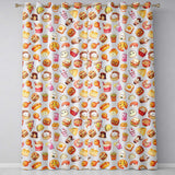 Cute Kawaii Fast Food Sushi Dessert Snacks Seamless Pattern Cream Background  Readymade Eyelet Ring Top Thermal 100% Blackout Curtains