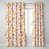 Cute Kawaii Fast Food Sushi Dessert Snacks Seamless Pattern Cream Background  Readymade Eyelet Ring Top Thermal 100% Blackout Curtains