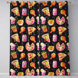 Cute Kawaii French Fries Black Background Seamless Pattern  Readymade Eyelet Ring Top Thermal 100% Blackout Curtains